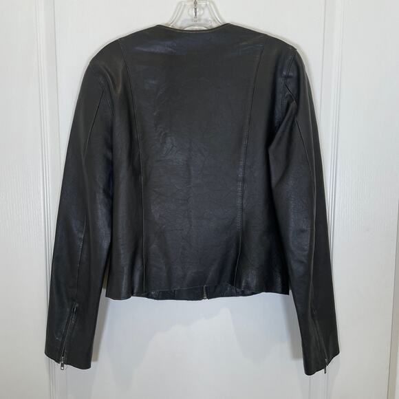 Gap VINTAGE Y2K Leather Bomber Jacket Zip Front Black M - Picture 6 of 6